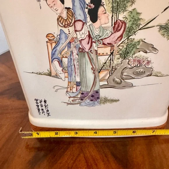 Vintage Hand Painted Porcelain Chinese Feng Cheng Table Lamp 26” - Picture 12 of 13